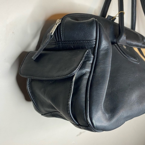 Latico Leather Black Barrel Duffle Bag Striped - Picture 8 of 12